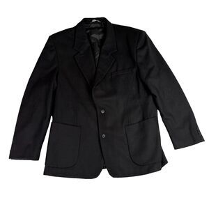 7 Collection Jacket Blazer Mens 46R Dark Black Wool Tweed